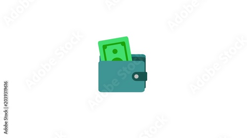 Money leaving wallet and returning animation