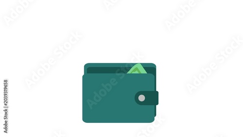 Money entering wallet financial animation