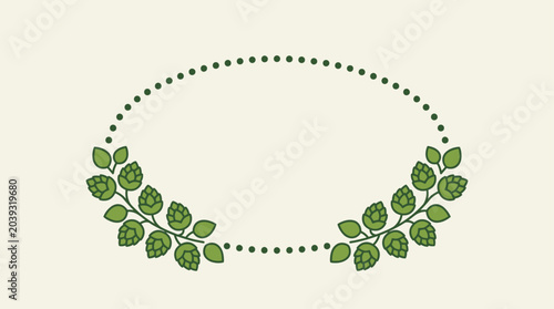 Beer Hops Decorative Oval Frame Brewing Vector Illustration