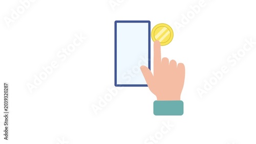 Coins emerging from mobile phone