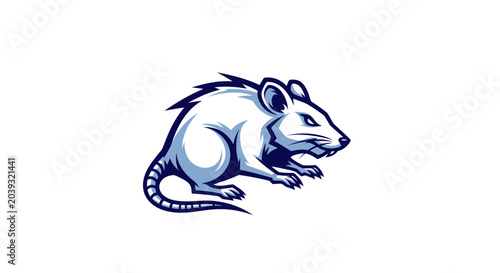 Quadro su tela Stylized White Rat Mascot Logo, Isolated on White Background