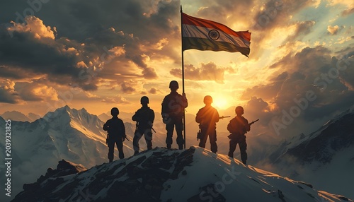 Kargil vijay diwas illustration banner or poster. 26 july. happy independence day post, banner, template, poster, soldier, mountain, sahid, shahid concept.
