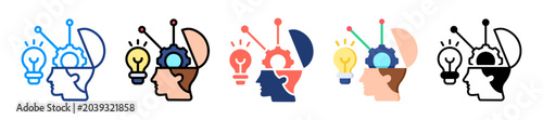 Cuadro en lienzo Critical Thinking Icon Sheet Multiple Style Collection