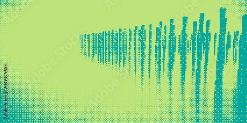 Foto Contemporary retro pop art background with layered turquoise and emerald tones and dynamic halftone textures for multipurpose design projects