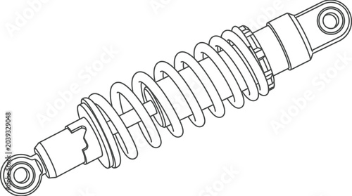 Cuadro en lienzo Line drawing of a motorcycle rear suspension shock absorber.