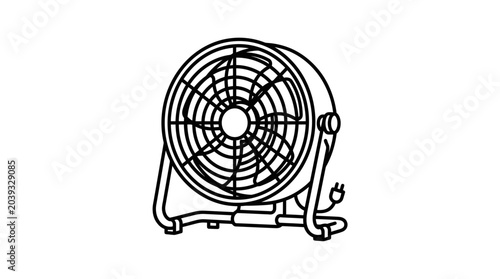 Slika na platnu Portable industrial floor fan vector icon line art.