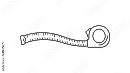 Canvastavla Extended retractable measuring tape tool line art illustration.