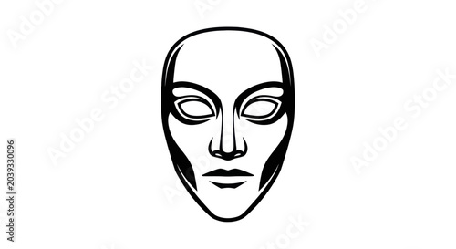 Tableau sur toile Abstract Face Mask Icon, Mysterious Persona Symbol, Identity Concept