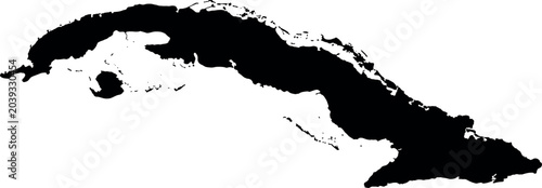 Konstfotografi Black Silhouette Map of Cuba Island Country Vector Shape Isolated on Light Backg