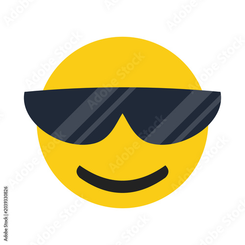 Confident Yellow Emoji Wearing Sunglasses Smiling Happy