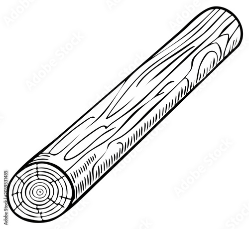 Cartoon illustration of a log with wood grain texture and cross-section rings.
