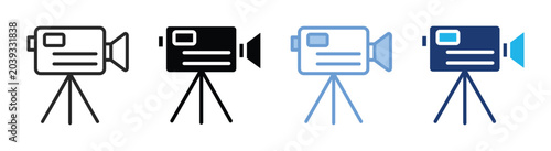 Video camera icon set multiple style collection
