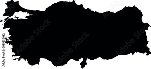 Tableau sur toile Black Silhouette Map of Turkey Country Outline Isolated on Light Background for