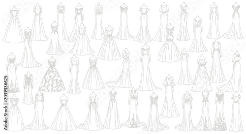 Obraz na płótnie Collection of various wedding dresses.