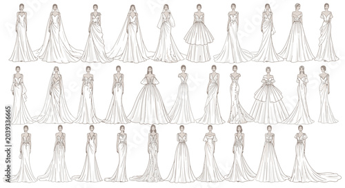 Fotografie Collection of various wedding dresses.