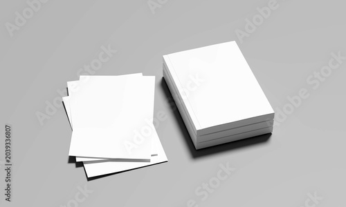 Clean Book Cover and Flyer Template Mockup for Designers notebook, brochure, magazine, book. Transparent background. 3D vector illustration for your design.