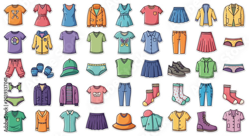 Bild auf Leinwand Colorful clothing and accessories assortment.