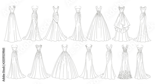 Cuadro en lienzo Variety of Wedding Dresses Displayed.