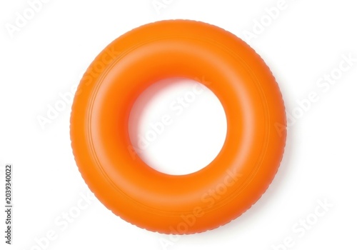 Bright orange inflatable swim ring isolated on white background