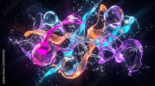A dynamic and explosive display of gradient vibrant color splashes suspended in mid-air