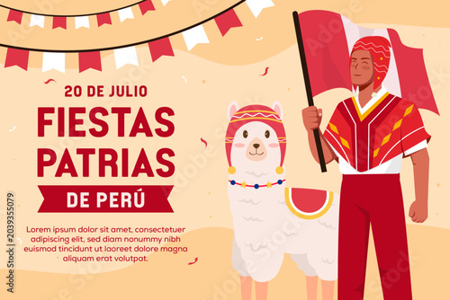 fiestas patrias de peru background illustration in flat design