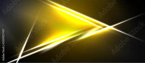 фотографія Abstract design features bright yellow lines, sharp angles, dark background