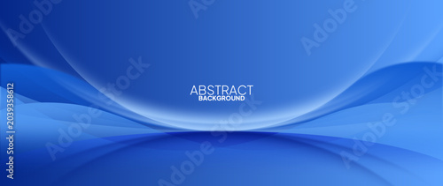 Photos Blue abstract background with 3d abstract geometry objects
