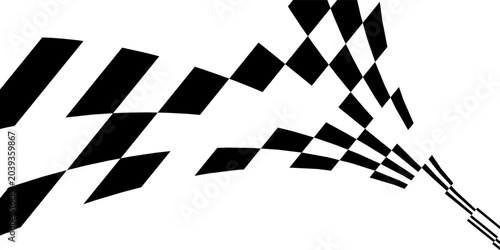 Fotografie Race flag grunge background, car rally or motocross finish flag with vector checker pattern