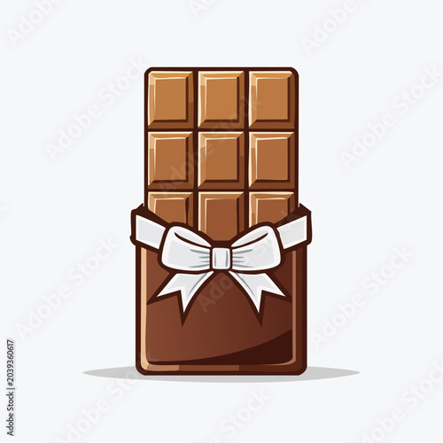 Delicious Chocolate Bar with White Ribbon Bow.