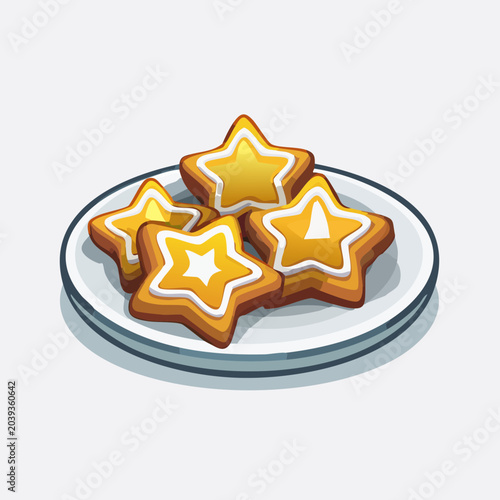Delicious Star Shaped Cookies on a Plate.