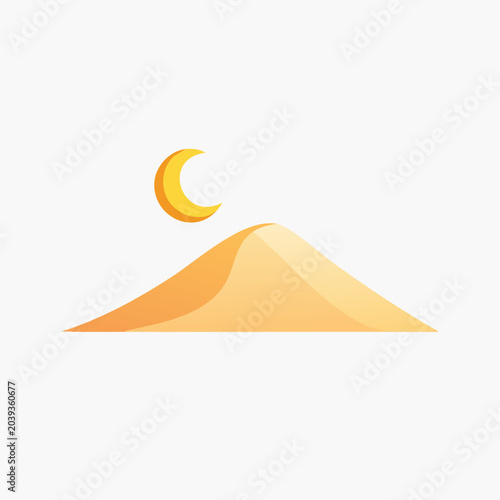 Desert Dune Under Crescent Moon Illustration.