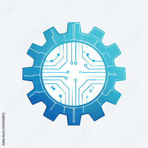 Digital Gear Icon Representing Technology and Innovation.