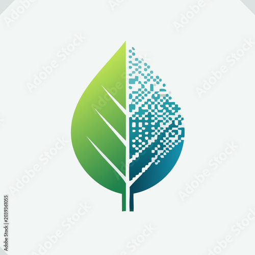 Digital Transformation - A Leaf Symbolizing Technology and Nature.