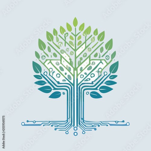 Digital Tree - Technology and Nature Intertwined for a Sustainable Future.