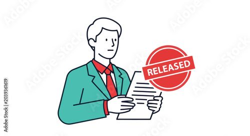 Konstfotografi Businessman holding released document, concept of approval and authorization