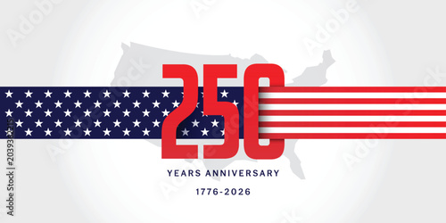 Fotografía USA 250 years anniversary celebration with flag