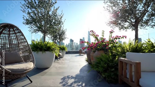 Rooftop Garden Pathway with Modern Outdoor Design
