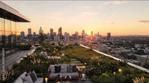 Rooftop Green Roof Cinematic Evening Reveal