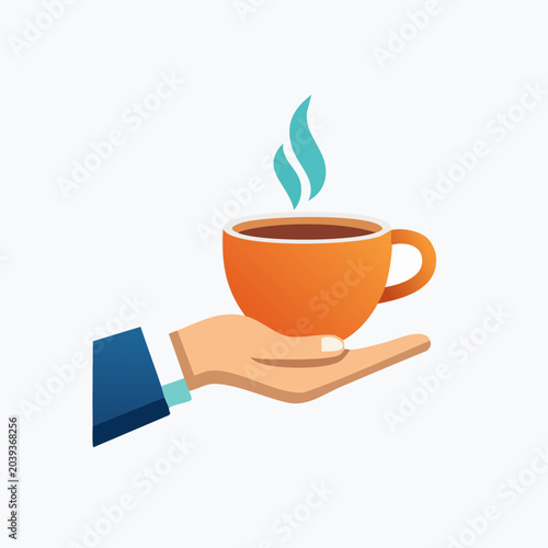 Hand holding a steaming cup of coffee.