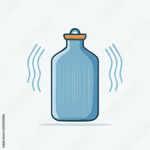 Hot Water Bottle with Wavy Lines Icon.
