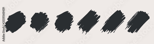 Tableau sur toile Set of black ink splashes paint brush spots, highlighter lines or felt-tip pen marker