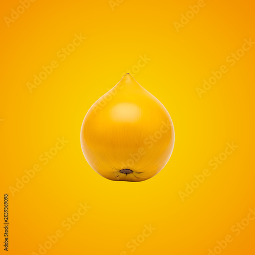 Fresh Yellow Lemon on Orange Background