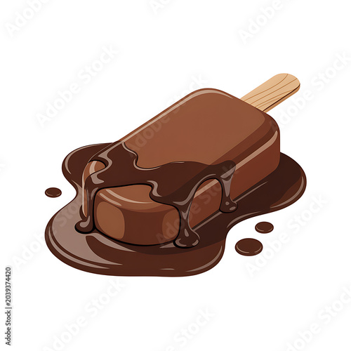 Melting Chocolate Ice Cream Bar On a Stick