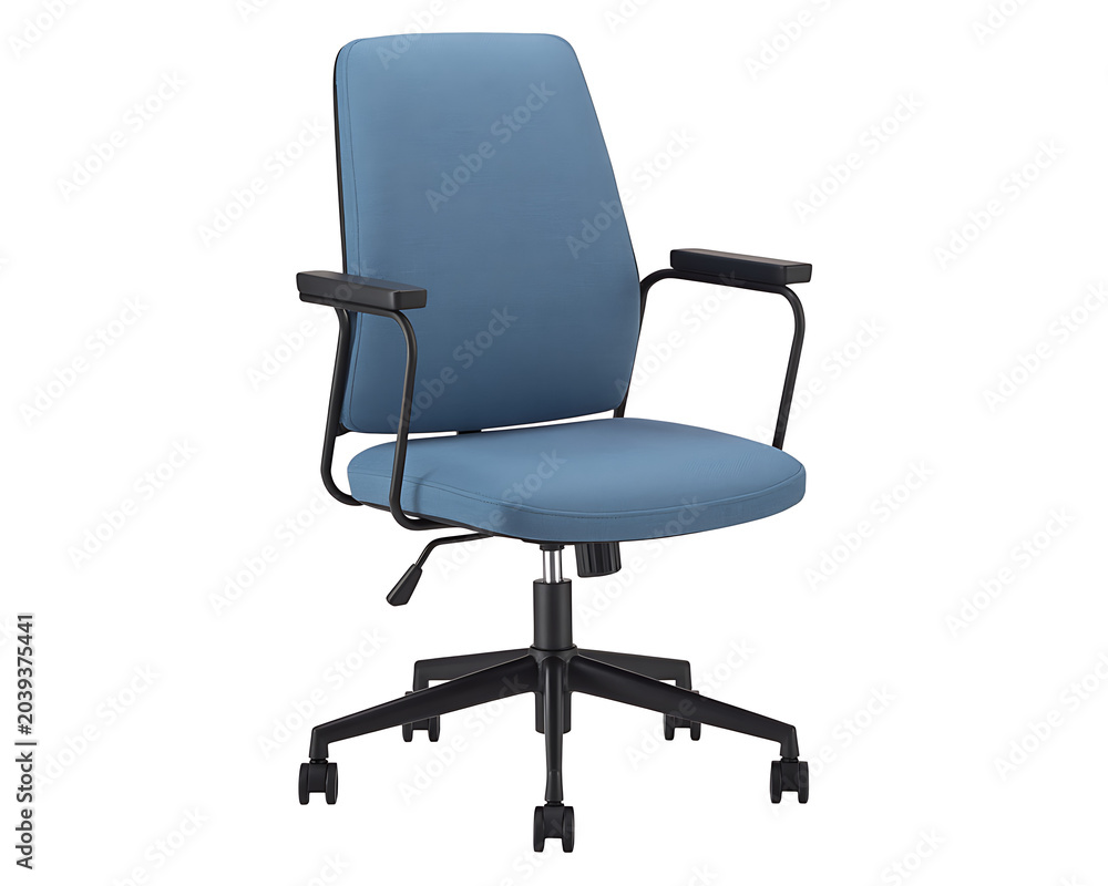 Obraz premium Blue Office Chair with Black Armrests and Wheels