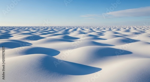 Winding Snow Drifts Under a Clear Blue Winter Sky