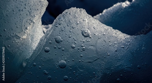 Close-up of Glacial Ice Formation with Bubbles