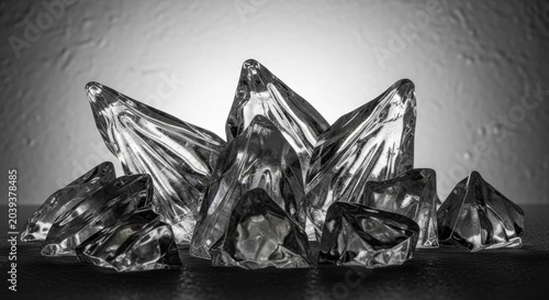 Sharp Angular Ice Fragments Reflecting Light
