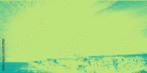 Photos Retro-inspired green comic backdrop with turquoise gradients and classic dotted halftone patterns, suitable for posters, brochures, and event promotions