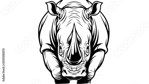 Photography Black and White Rhino Head Portrait Illustration
