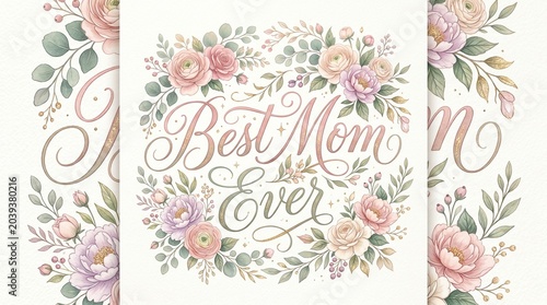 Best Mom Ever Stylish Typography Illustration